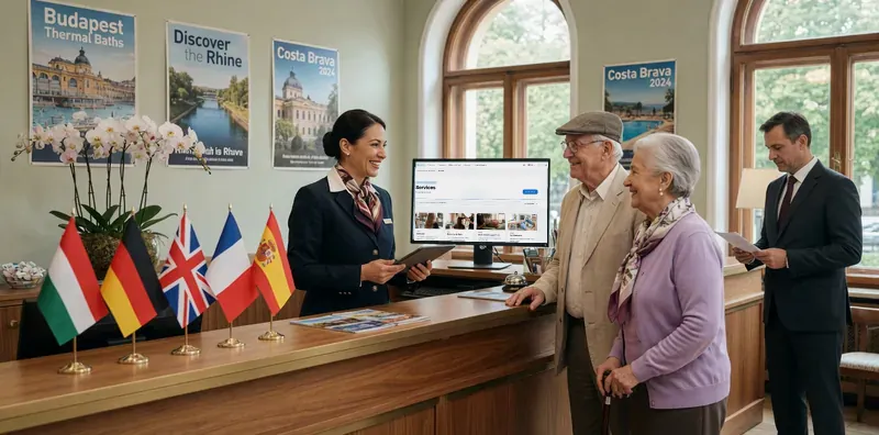 The booking page shown in several different languages